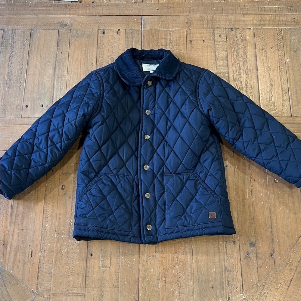 Janie and Jack navy quilted field jacket boys 5-6 years preppy classic